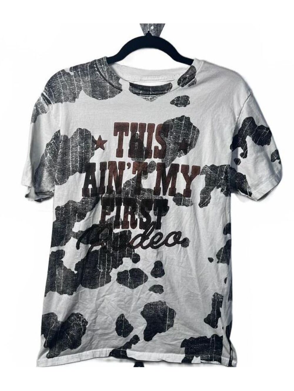 American Highway Cow Print Graphic Tee Western T-Shirt Rodeo Shirt